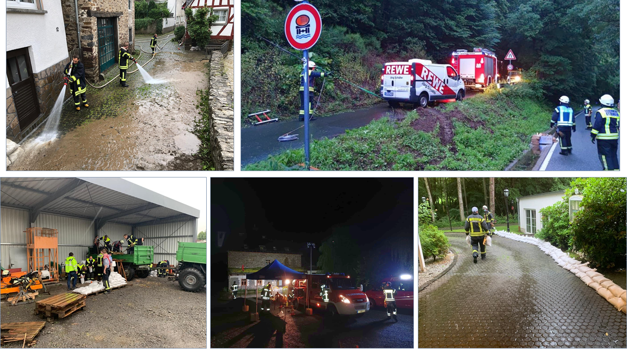Rettungskräfte im Einsatz beim Hochwasser in der Verbandsgemeinde Vordereifel